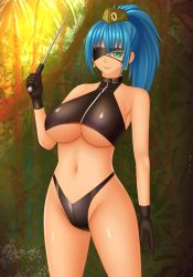 Rule 34 | 1girl, breasts, eyepatch, highres, large breasts, leona heidern, solo, the king of fighters, underboob