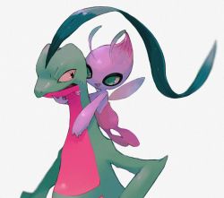 Rule 34 | alternate color, antennae, bad id, bad pixiv id, brown eyes, celebi, colored sclera, creatures (company), eye contact, fairy, fairy wings, floating, full body, game freak, gen 2 pokemon, gen 3 pokemon, green eyes, grey background, grovyle, hand on another&#039;s chin, happy, highres, hug, hug from behind, legendary pokemon, looking at another, looking back, mariya (mn 436), mythical pokemon, nervous, nintendo, open mouth, pokemon, pokemon (creature), pokemon mystery dungeon, pokemon mystery dungeon: explorers of time/darkness/sky, shiny pokemon, simple background, smile, sweat, upper body, wings, yellow sclera