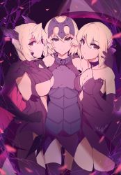 Rule 34 | 3girls, artoria pendragon (all), artoria pendragon (fate), artoria pendragon (lancer) (fate), artoria pendragon (lancer alter) (fate), banner, bare shoulders, black dress, black legwear, blonde hair, breasts, center opening, choker, cleavage, closed mouth, collarbone, cowboy shot, criss-cross halter, dress, eyebrows, fate/grand order, fate/stay night, fate (series), gauntlets, girl sandwich, gluteal fold, halterneck, halterneck, hand on own hip, headpiece, jeanne d&#039;arc (fate), jeanne d&#039;arc (ruler) (fate), jeanne d&#039;arc alter (avenger) (fate), jeanne d&#039;arc alter (fate), kameponde, large breasts, multiple girls, multiple persona, orange eyes, ribbed sweater, ruler (fate/grand order), saber (fate), saber alter, sandwiched, short hair, sleeveless, sleeveless dress, smirk, standing, sweater, sweater vest, thighhighs, trait connection, turtleneck, underboob, zettai ryouiki