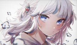 Rule 34 | 1girl, 852 box, air bubble, blue eyes, blue hair, blush, bubble, closed mouth, gawr gura, grey background, grey hair, hololive, hololive english, long hair, multicolored hair, portrait, siblings, simple background, solo, streaked hair, twins, upper body, virtual youtuber