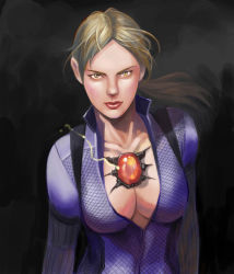Rule 34 | 1girl, absurdres, blonde hair, bodysuit, breasts, cleavage, electricity, gloves, highres, jill valentine, large breasts, on7799882211, ponytail, resident evil, resident evil 5, short hair, solo, yellow eyes