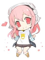 Rule 34 | 1girl, blush, breasts, chibi, headphones, large breasts, long hair, looking at viewer, lowres, minoa (lastswallow), nitroplus, pink eyes, pink hair, smile, solo, super sonico