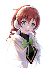 Rule 34 | 1girl, absurdres, breasts, brown hair, colorful dreams! colorful smiles! (love live!), commentary, drill hair, earmuffs, emma verde, freckles, green eyes, highres, looking at viewer, love live!, love live! nijigasaki high school idol club, medium breasts, medium hair, setsu (qjsj1993aa), sidelocks, smile, twin drills, upper body, white background