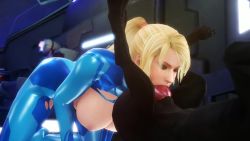 Rule 34 | 1girl, 3d, animal penis, animated, bestiality, blonde hair, bodysuit, breasts, dog, fellatio, highres, knotted penis, large breasts, metroid, moaning, nintendo, nipples, noname55, oral, panting, penis, samus aran, sound, torn bodysuit, torn clothes, uncensored, zero suit