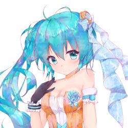 1girl aqua_eyes aqua_hair breasts female_focus gloves hatsune_miku highres light_smile long_hair looking_at_viewer medium_breasts solo twintails twiska_(doubitian) vocaloid