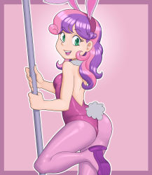 Rule 34 | absurdres, animal ears, rabbit ears, child, clothes, high heels, highres, looking at viewer, looking back, my little pony, my little pony: friendship is magic, nauth, open mouth, pantyhose, playboy, sweetie belle