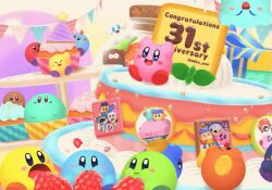 Rule 34 | animated, anniversary, bandana, bandana waddle dee, bat wings, black skin, blue eyes, blue skin, blush stickers, cake, cake slice, car mouth, chef kawasaki, closed eyes, colored skin, cupcake, eating, elfilin, food, fruit, green skin, happy, king dedede, kirby, kirby&#039;s dream buffet, kirby (series), kirby 30th anniversary music festival, kirby and the forgotten land, magolor, marx (kirby), mask, meta knight, mouthful mode, nintendo, no humans, o o, okku oxn, orange skin, pink skin, red skin, rolling, smile, solid oval eyes, strawberry, string of flags, video, waddle doo, waving, white eyes, white skin, wings, yellow eyes, yellow skin