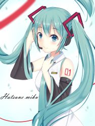 Rule 34 | 39, absurdres, aqua necktie, bad id, bad pixiv id, blouse, character name, collared shirt, hatsune miku, highres, necktie, sasatabekung, self-upload, shirt, solo, tagme, vocaloid, white shirt