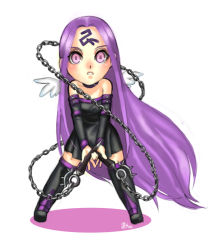 Rule 34 | b.c.n.y., bad id, bad pixiv id, chain, chibi, fate/stay night, fate (series), medusa (fate), medusa (rider) (fate), purple eyes, purple hair, solo, square pupils, thighhighs, wings
