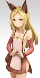 Rule 34 | 10s, 1girl, animal ears, backless outfit, bare shoulders, blonde hair, brown eyes, detached sleeves, erun girl, erune, granblue fantasy, kurione (zassou), long hair, looking at viewer, solo