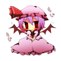 Rule 34 | 1girl, bad id, bad pixiv id, bat wings, blush, chibi, female focus, hat, lowres, pasutel, purple hair, red eyes, remilia scarlet, solo, touhou, v arms, wings