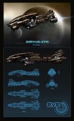 Rule 34 | absurdres, amarr empire (eve online), blueprint (medium), commentary, concept art, cruiser (eve online), emilus, english text, eve online, flying, from side, glowing, highres, logo, machinery, military, military vehicle, moon, multiple views, no humans, original, outdoors, planet, science fiction, sky, space, spacecraft, star (sky), starry sky, thrusters, vehicle focus