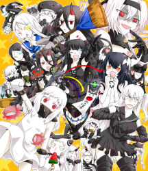 Rule 34 | &gt;:d, &gt; &lt;, 10s, 6+girls, :d, ;d, abyssal ship, ahoge, air defense princess, aircraft carrier oni, aircraft carrier water oni, airfield princess, anchorage water oni, armor, armored boots, bad id, bad pixiv id, battleship princess, battleship water oni, black gloves, black hair, blue eyes, boots, breasts, broom, choker, claws, colored skin, covered mouth, destroyer princess, detached sleeves, dress, escort fortress (kancolle), closed eyes, ezima minami, food, gauntlets, gloves, glowing, glowing eye, gothic lolita, ha-class destroyer, hair between eyes, hair ornament, hairband, headband, headgear, heterochromia, highres, holding, horns, i-class destroyer, isolated island oni, kantai collection, large breasts, light cruiser oni, lolita fashion, lolita hairband, long hair, lying, midway princess, mittens, multiple girls, northern ocean princess, one eye closed, one side up, open mouth, orange eyes, popsicle, purple eyes, re-class battleship, red eyes, ru-class battleship, sailor dress, school uniform, seaplane tender princess, seaport princess, seaport water oni, senbei, serafuku, short dress, short hair, side ponytail, single horn, smile, sweat, ta-class battleship, tail, text focus, thigh boots, thighhighs, v, v-shaped eyebrows, white dress, white eyes, white hair, white skin, wo-class aircraft carrier, zettai ryouiki