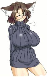 Rule 34 | animal ears, animated, animated gif, ass, breast expansion, breasts, cat ears, glasses, huge breasts, lute (apocalypselibrary), sweater