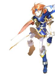 Rule 34 | 1boy, blue eyes, boots, cape, fingerless gloves, fire emblem, fire emblem: the binding blade, gloves, male focus, nintendo, noki (affabile), red hair, roy (fire emblem), simple background, solo, spiked hair, white background