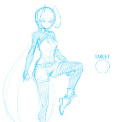 Rule 34 | 1girl, antennae, breasts, bridal gauntlets, cape, highres, leg lift, pantyhose, short hair, shorts, sketch, small breasts, solo, spacezin, touhou, wriggle nightbug