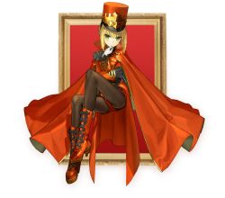 Rule 34 | 1girl, alternate costume, band uniform, blonde hair, blurry, blurry background, boots, braid, cape, closed mouth, cross-laced footwear, empty picture frame, eyelashes, fate/extra, fate (series), french braid, frilled sleeves, frills, full body, gloves, green eyes, hair between eyes, hand on own chin, hat, highres, lace-up boots, long sleeves, looking at viewer, nero claudius (fate), nero claudius (fate) (all), nero claudius (fate/extra), pantyhose, picture frame, promotional art, red cape, red footwear, red hat, red shorts, red skirt, shako cap, short shorts, shorts, skirt, smile, solo, transparent background, wada arco, white gloves
