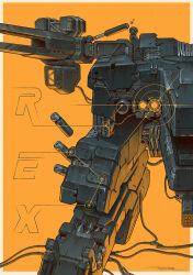 Rule 34 | cable, cannon, character name, commentary, english commentary, highres, machinery, magnetic weapon, mecha, mecha focus, metal gear (series), metal gear rex, metal gear solid, missile, no humans, poster (medium), railgun, robbie trevino, robot, science fiction, shinkawa youji (style), signature, walker (robot)