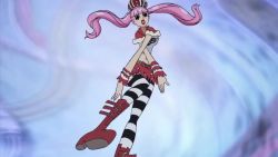 Rule 34 | 1girl, animated, bow, breasts, capelet, crown, devil fruit, lipstick, long hair, looking at viewer, makeup, one piece, perona, pink bow, pink hair, red capelet, red lips, running, solo, twintails, umbrella, video