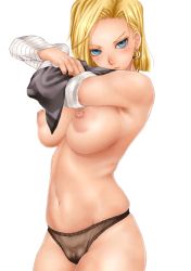 Rule 34 | 1girl, android 18, animated, animated gif, breasts, dragon ball, dragonball z, sakuradou, simple background, solo, tagme, white background