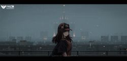 Rule 34 | 1girl, absurdres, animal ears, architecture, arknights, artist name, bakairis, bandaid, bear ears, bird, black jacket, blue eyes, blunt bangs, brown hair, building, chinese commentary, city, cityscape, closed mouth, cloud, cloudy sky, commentary request, earphones, ears through headwear, flat cap, from side, hat, highres, jacket, letterboxed, looking at viewer, looking to the side, multicolored hair, official alternate costume, open clothes, open jacket, outdoors, partial commentary, railing, rain, red hair, red shirt, scenery, shirt, sky, smile, solo, streaked hair, two-tone hair, upper body, ursus empire logo, zima (arknights), zima (ursus) (arknights)