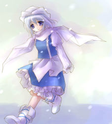 Rule 34 | 1girl, asahina, female focus, hat, letty whiterock, purple hair, snow, snowing, solo, touhou