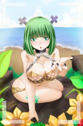 Rule 34 | 1girl, brandish mew, breasts, claudia dragneel, cleavage, fairy tail, green eyes, green hair, highres, large breasts, looking at viewer, nail polish, solo, tagme