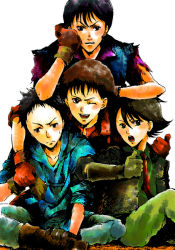 Rule 34 | 1980s (style), 4boys, akira (manga), friends, kai (akira), kaneda shoutarou (akira), male focus, multiple boys, necktie, oldschool, retro artstyle, shima tetsuo, yamagata