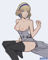 Rule 34 | 1girl, blonde hair, blue eyes, breasts, constance von nuvelle, fire emblem, fire emblem: three houses, hairband, highres, kalruna, nintendo, thighhighs, thighs