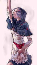 Rule 34 | 1girl, female focus, hood, kumoi ichirin, light purple hair, purple eyes, short hair, solo, standing, touhou, zeni