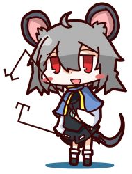 Rule 34 | 1girl, animal ears, bad id, bad pixiv id, blush, crystal, dowsing rod, grey hair, highres, jewelry, mouse ears, mouse tail, nazrin, nuu (nu-nyu), open mouth, pendant, red eyes, short hair, smile, tail, touhou