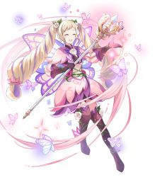 Rule 34 | 1girl, alternate costume, blonde hair, boots, dress, earrings, elise (fire emblem), fairy wings, fire emblem, fire emblem fates, fire emblem heroes, flower, full body, gloves, gradient clothes, hair ornament, highres, jewelry, layered skirt, long hair, long sleeves, multicolored hair, nintendo, non-web source, official art, pleated skirt, purple eyes, purple hair, ringozaka mariko, short dress, skirt, striped, thigh boots, thighhighs, transparent background, twintails, two-tone hair, vertical stripes, wings, zettai ryouiki