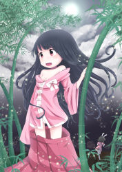 Rule 34 | 2girls, absurdres, animal ears, bamboo, bamboo forest, black hair, breasts, cleavage, clothes pull, cloud, dress, fleeing, forest, gradient background, highres, houraisan kaguya, inaba tewi, long hair, long sleeves, looking away, multiple girls, nature, off shoulder, open mouth, oversized clothes, panties, pink dress, puffy sleeves, rabbit ears, red eyes, running, shirt, short hair, short sleeves, skirt, skirt pull, sky, small breasts, smile, solo focus, touhou, tsukimirin, underwear, white panties, wide sleeves