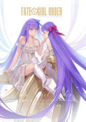 Rule 34 | armor, armored boots, blue ribbon, board game, boots, dress, fate/grand order, fate (series), go (board game), hair ornament, hair ribbon, long hair, meltryllis (fate), passionlip (fate), purple hair, red ribbon, ribbon, ritsuki, spikes, very long hair