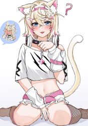 Rule 34 | 2girls, animal ear fluff, animal ears, blonde hair, blood, blue eyes, blue hair, cat girl, collar, dog ears, dog girl, fuwawa abyssgard, hair ornament, highres, hololive, hololive english, jacket, long hair, mococo abyssgard, mococo abyssgard (1st costume), multicolored hair, multiple girls, nosebleed, open mouth, pink hair, rissa (user chiwa2385), siblings, sisters, streaked hair, tail, twins, virtual youtuber, x hair ornament