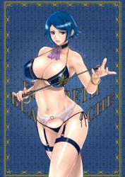 Rule 34 | 1girl, blue eyes, blue hair, breasts, cleavage, elisabeth blanctorche, highres, large breasts, navel, snk, the king of fighters