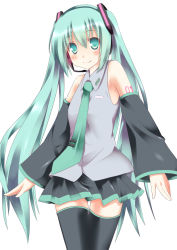 Rule 34 | 1girl, aqua eyes, aqua hair, bad id, bad pixiv id, blush, detached sleeves, female focus, hatsune miku, headset, hisae (hisae collect), long hair, necktie, simple background, skirt, solo, thighhighs, twintails, very long hair, vocaloid, white background