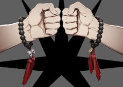 Rule 34 | 2boys, bead bracelet, beads, bracelet, charm (object), clenched hand, fingernails, fist bump, hand focus, highres, jewelry, miwa shirow, multiple boys, original, simple background, skull, veins