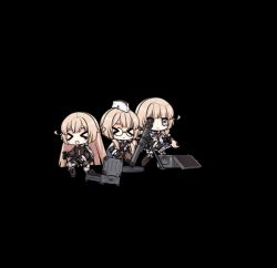 Rule 34 | &gt; &lt;, 0 0, 2b14 (girls&#039; frontline), 2b14 podnos, 3girls, animated, animated gif, blonde hair, boots, braid, chibi, crew-served weapon, fleeing, full body, girls&#039; frontline, hat, long hair, low twintails, mortar (weapon), multiple girls, official art, running, single braid, transparent background, twintails, winter clothes