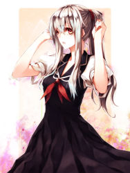 Rule 34 | 1girl, alternate hairstyle, female focus, kamishirasawa keine, long hair, open mouth, puffy sleeves, red eyes, shiren, shiren (monochrome structure), short sleeves, silver hair, solo, touhou