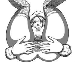 Rule 34 | 1girl, anus, ass, censored, jewelry bonney, monochrome, one piece, pussy, simple background, sketch, smile, solo, spread legs, spread pussy, tagme, thighs, white background