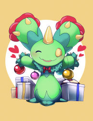 Rule 34 | absurdres, artist request, cactus, christmas, creatures (company), game freak, gen 5 pokemon, gift, highres, maractus, nintendo, no humans, one eye closed, ornament, plant, pokemon, pokemon (creature), pokemon bw, smile, solo, wink, yellow eyes