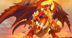 Rule 34 | character request, claws, dragon, dragon horns, dragon tail, dragon wings, duel masters, full body, highres, hippo (hippo999), horns, monster, no humans, official art, tail, wings