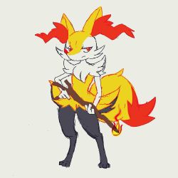 Rule 34 | 1girl, animal ear fluff, animal ears, animal hands, braixen, closed mouth, creatures (company), female focus, fire, flat chest, fox ears, fox tail, full body, furry, furry female, game freak, gen 6 pokemon, grey background, holding, holding weapon, jpeg artifacts, looking to the side, nintendo, pokemon, pokemon (creature), red eyes, sideways mouth, simple background, sketch, solo, standing, stick, susukirishima, tail, weapon