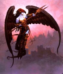 Rule 34 | angel, card, desolation angel, highres, magic: the gathering, polearm, spear, tagme, weapon, wings