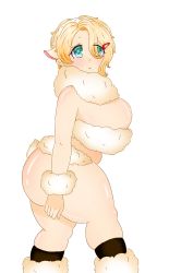Rule 34 | animal costume, animal ears, ass, blonde hair, breasts, fluffy, fluffy collar, fur collar, fur cuffs, highres, huge ass, huge breasts, sheep costume, sheep ears, sheep girl, sheep tail, tail, thick thighs, thighs