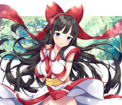 Rule 34 | 1girl, ainu clothes, black hair, blue eyes, breasts, cleavage, clothes lift, fingerless gloves, gloves, hair ribbon, highres, large breasts, legs, long hair, looking at viewer, nakoruru, no panties, own hands clasped, pink lips, ribbon, samurai spirits, seductive gaze, seductive smile, smile, snk, solo, the king of fighters, thighs, very long hair