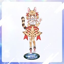 Rule 34 | 1girl, brown hair, full body, haruki (colorful macaron), kemono friends, kemono friends v project, large-spotted genet (kemono friends), long hair, looking at viewer, official art, simple background, solo, virtual youtuber