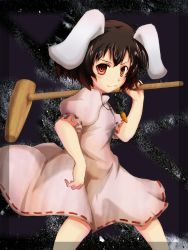 Rule 34 | 1girl, animal ears, bad id, bad pixiv id, child, crost, female focus, inaba tewi, kine, mallet, solo, touhou
