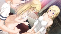 Rule 34 | 1boy, 2girls, ass, blonde hair, bottomless, bra, bra lift, breasts, censored, cleavage, closed eyes, closed mouth, clothing cutout, collarbone, dutch angle, game cg, girl on top, hair between eyes, hands on own knees, highres, indoors, kamisama no you na kimi e, kantoku, lana liddell-hart, leaning forward, long hair, medium breasts, miniskirt, mosaic censoring, multiple girls, nipples, official art, open mouth, penis, purple eyes, reverse upright straddle, sex, sex envy, sex from behind, shirt, shoulder cutout, siblings, sisters, skirt, sophia liddell-hart, straight hair, swept bangs, underwear, underwear only, very long hair, white bra, white shirt, white skirt